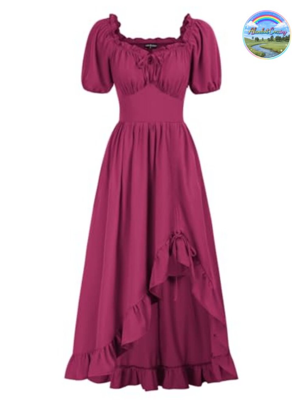 Renaissance Corset Dress Victorian High Low Peasant Costume Off Shoulder